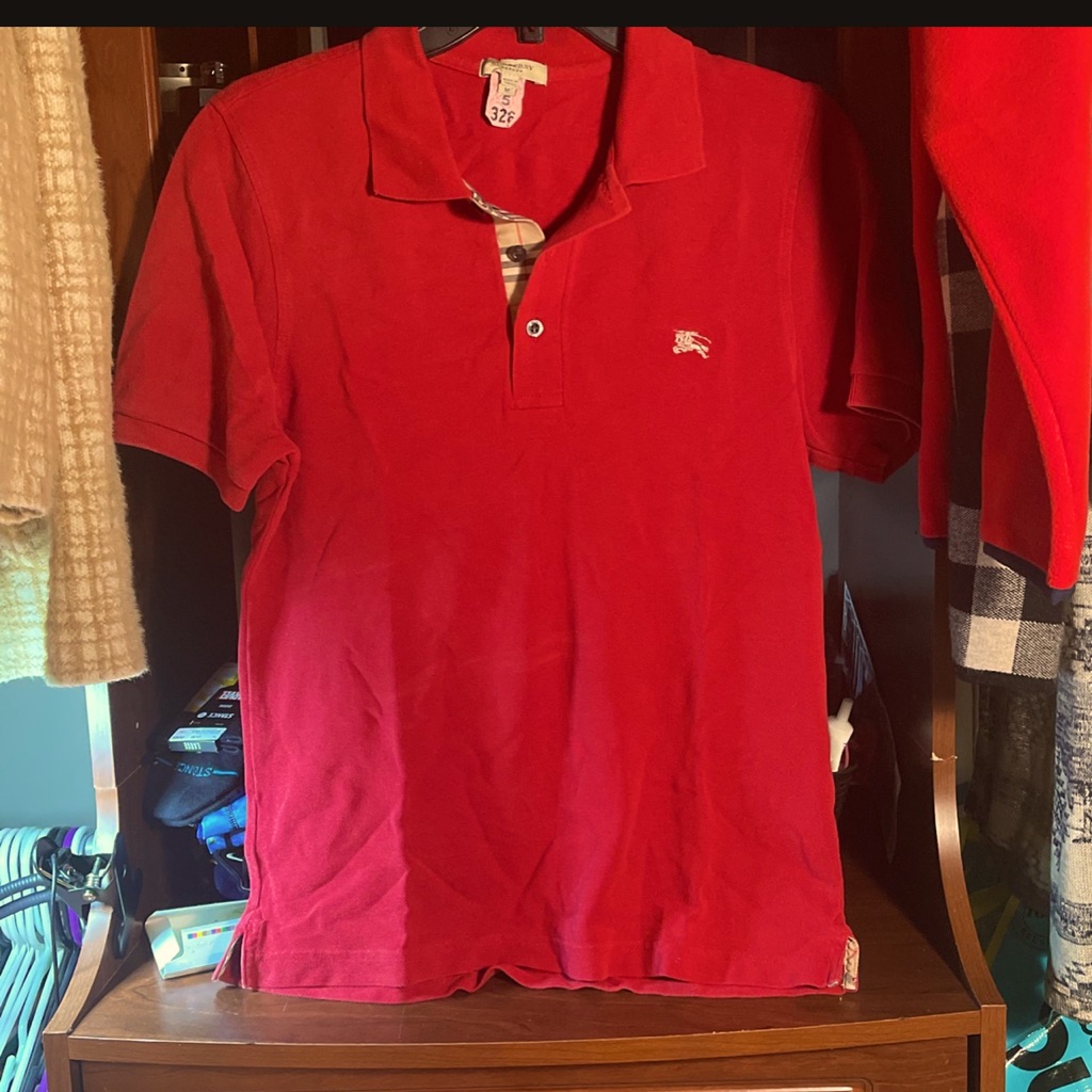 Vintage Burberry Red Polo Shirt Men’s Size M